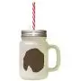 Brown Finnish Hound Silhouette Frosted Glass Mason Jar With Straw Brown Finnish Hound Silhouette Frosted Glass Mason Jar With Straw