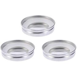 BESTONZON 3 Pcs Stainless Steel Mason Jar Lid with 3 Sealing Rings,Seals/Leak Proof/,Storage Caps for Ball Jars and More(7.2 x 7.2 x 1.5 cm)