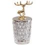 SEVENMORE Elk Glass Embossed Crystal Candy Jar Chocolate Jar Nut Snack Jar Tea Caddy Glass Kitchen Storage Jars Home Decor Centerpieces (S)