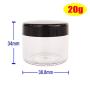 GreatforU 12pack 20 Gram Small Clear Cosmetic Sample 20ml Empty Containers for Make-up Gifts, Eye-Shadow, Nails, Powder, Gems, Beads, Jewelry, Cream, 20g Pot Jars with BLACK Cap Lids, Free Spatulas