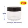 Contenant 20ml – 20 petits pots en verre transparent de 20g pour échantillons de maquillage, ombres à paupières, vernis à ongles, poudre, perles, bijoux, crème – avec couvercle noir. Contenant 20ml – 20 petits pots en verre transparent de 20g pour échantillons de maquillage, ombres à paupières, vernis à ongles, poudre, perles, bijoux, crème – avec couvercle noir.
