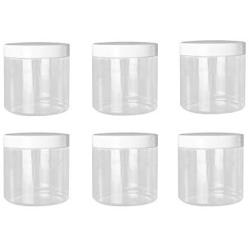 Buthneil 6 Pack 17 oz Clear Plastic Food Storage Jars with White Sealing Caps