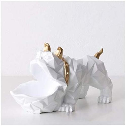 Creative Geometric Bulldog Resin Bowl And Food Storage Container Candy Jars For Candy Buffet Decorative Cookie Jars (Color : White)