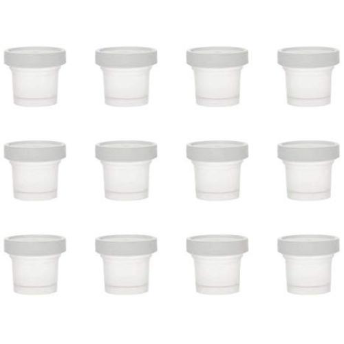 XICHEN 3.38 oz Thick PP plastic Jars with Lid - Yogurt Container - ice cream/Mousse cake/Dessert pudding, Spices, 1 Set (12 Jars+12 plastic spoons)