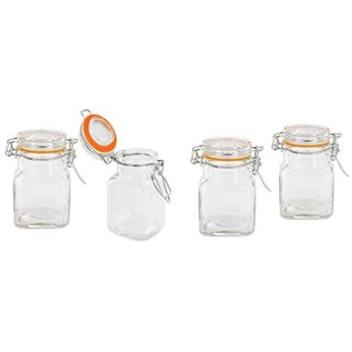 Pick and Drink ka1930 Airtight Glass Storage Jars Set of 4 Transparent 5.50 x 5.50 x 8 cm