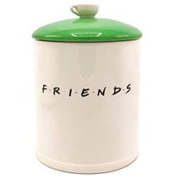 Silver Buffalo FRD201EG Friends Central Perk Logo Ceramic Cookie Jar, Large, White/Green