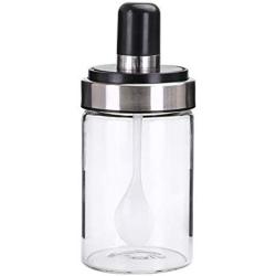 Kitchen Supplies Glass Seasoning Bottle Salt Storage Box Spice Jar with Spoon Creative Stainless Steel Storage Box Home