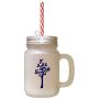 Navy Tree #3 Frosted Glass Mason Jar With Straw