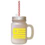 Yellow We Pledge Allegiance To The Flag Frosted Glass Mason Jar With Straw