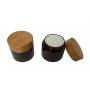 1PCS 50G Empty Refillable Brown Amber PET Plastic Lotion Cream Bottle Pot Jar Cosmetic Container with Liner and Natural Wooden Lid