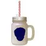 Navy Black Tan Virginia Foxhound Silhouette Frosted Glass Mason Jar With Straw Navy Black Tan Virginia Foxhound Silhouette Frosted Glass Mason Jar With Straw