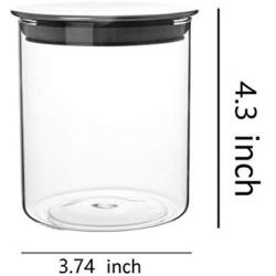 Glass Food Storage Jar, Borosilicate Containers with Airtight Stainless Steel Lids,Clear Glass Kitchen Canisters, 20.3 FL OZ (600ML)