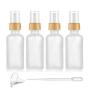 4 Pcs Frosted Glass Fine Mist Atomizer,Empty Glass Spray Bottle With Natural Wooden Bamboo Pump Head,Travel Perfume Liquid Cosmetic Vials Containers-1 Pipette&Funnel included (50ml/1.7 Ounce)