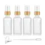 4er Set Frostiges Glas Feiner Nebelsprüher, Leere Glas-Sprayflaschen mit Naturholzbamboo-Pumpenkopf, Reise-Duft-Flüssigkeitsbehälter, Kosmetikflaschen - 1 Pipette & Funnel enthalten (50ml/1,7 Ounce)