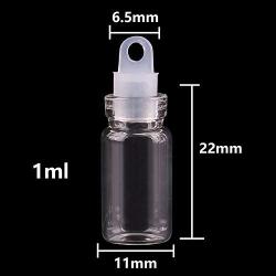 100Pcs 11226.5Mm 1Ml Mini Glass Wishing Bottles Tiny Jars Vials With Plastic Stopper