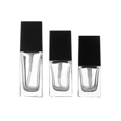 2 Pcs (15ml/0.5oz) Clear Square Empty Glass Pump Lotion Bottle with Black Lid Refillable Portable Foundation Bottle Pot Makeup Holder Travel Sub Bottling for Lotion Essence Emulsion Essence Serum