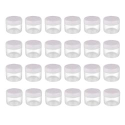 25PCS 15G/ML 0.17oz Clear Empty Refill Plastic Cosmetic Sample Packing Bottle Jar Pots Eyeshadow Makeup Eye Cream Lotion Loose Powder Holder Storage Container for Nails Gems Beads Jewelry(White Cap)