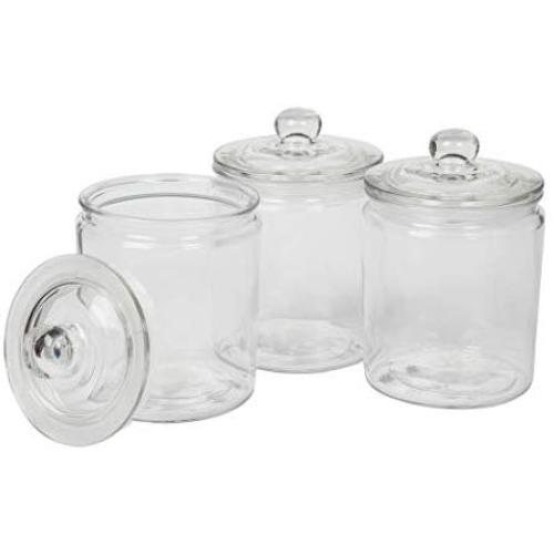 Mason Craft & More Belüftete Küchen-Lebensmittelaufbewahrung Klare Glas Pop-up-Deckel-Behälter, Set aus 3 Flaschen à 2 Liter Erbstück Glasbehälter