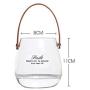 Unique Chic Nordic Glass Storage Jar Bottle With Leather Handle Minimalist Desk Storage Bottle Organizer Flower Vase Container S,Brown Belt S