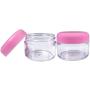 Beauticom 12 Pieces 30 Gram 30 ML (1 Ounce) Round Clear Refillable Empty Plastic Jars with Pink Screw Cap Lids for Storing Loose Powders and Pigments, Makeup and Beauty Samples - BPA Free