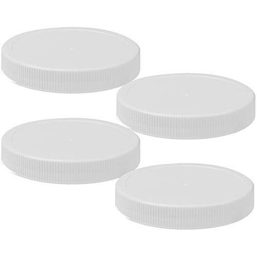 Jarming Collections 110mm Plastic Lids (4.25 inch Diameter) Airtight, Leak Proof BPA Free & Dishwasher Safe-Made In the USA- Pack of 4 (white)