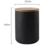 YYW Ceramic Food Storage Jar Canister with Airtight Wooden Lid, Modern Design Food Canisters Loose Tea Coffee Sugar Spice Nuts Snacks Seasonings Storage Jar Caddy (Black 28.15oz/800ml)