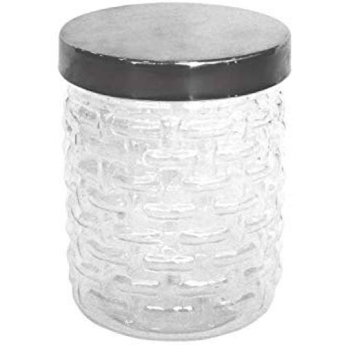 Princeware Plastic Food Storage Jar/Canister, Clear Base with Chrome Effect Lid, 250ml