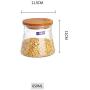 Buolo Glass Sealed Cans Wooden Cover Glass Bottle Storage Bottle Dried Fruit Cans Milk Powder Cans Tea Cans Storage Cans Transparent Wooden Cover 650Ml