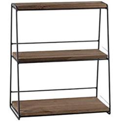 Japanese-style Desktop 3-tier Rack Cosmetics Storage Rack Kitchen Bottle Jar Finishing Rack Multifunctional Wooden Display Stand (Color : Black)