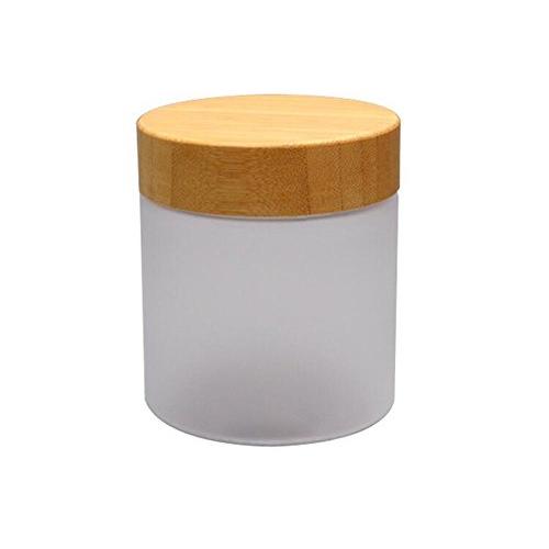 1PCS 250ML Matte PET Face Cream Bottles With Bamboo Cap - Plastic Make up Jar Case Cosmetic Storage Containers Compact(White)