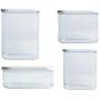 Tree House Square Plastic Boxes, Storage Jars Plastic canisters Herbs Pot Mason jar with Visible Cover Versatile and Durable-A
