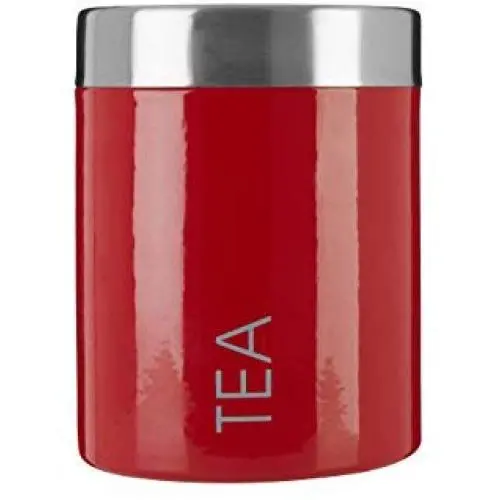 Premier Housewares Tea Canister with Rubber Seal - Red Enamel Premier Housewares Tea Canister with Rubber Seal - Red Enamel