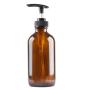 1PK (250ml/8.3oz) Amber Empty Pump Glass Bottle Large Capacity Portable Refillable Bottle Pot Makeup Holder Packing Bottle Container Jar for Lotion Emulsion Shampoo Bath Cream Shower Gel