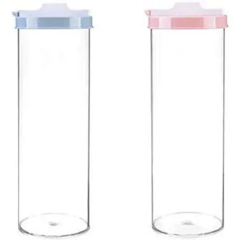 Transparent Sealed Fresh-Keeping Jar Round Shaped Food Storage Container Kitchen & Household Organization for Dry goods Pasta Spices and More 2Pcs Transparent Sealed Fresh-Keeping Jar Round Shaped Food Storage Container Kitchen & Household Organization for Dry goods Pasta Spices and More 2Pcs