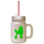 Green Poodle Silhouette Frosted Glass Mason Jar With Straw