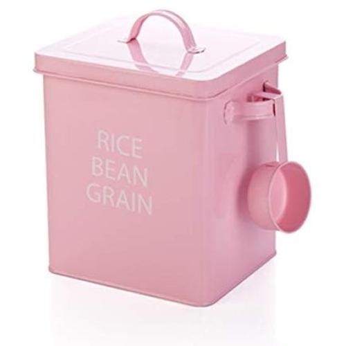 Lebensmittelbehälter & -kannen Metall Lagerbox für Küche, Nano-Behälter, insekten- und feuchtigkeitsabweisend, 5kg Reisbehälter, Haushaltswaren, robust (Farbe: Rosa, Größe: 1916,523cm)