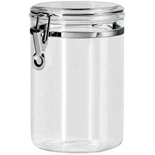 Oggi Clear Acrylic Canister with Locking Clamp,Capacity; 400ml, 550m, 750ml, 950ml Oggi Clear Acrylic Canister with Locking Clamp,Capacity; 400ml, 550m, 750ml, 950ml