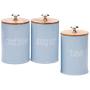 joyMerit 3 Pack Kitchen Canister Set With Airtight Lid For Food Storage, Store Coffee, Sugar, Tea, Spices, Dry Food and More (Blue)
