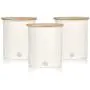 Swan SWKA17513WHTN Nordic Scandi Set of 3 Storage, Tea, Coffee, Sugar Canisters, Cotton White, Steel