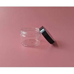 6Pcs 120ml/120g/4oz Empty Refillable Clear Plastic Cosmetic Cream bottles Makeup Sample Packing Face Cream Eye Cream Ointment Storage Container Vial Jar Pot with Black Lid