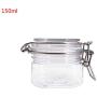 Vxkbiixxcs-o 150ML Plastic Square Clip Top Storage Jar with Airtight Seal Lid Kitchen Food Container Tableware Preserving Cosmetic Cream Organizer