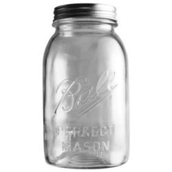 Ball Anniversary Edition Mason Jar, Quart 32 Oz (Set of 4) W/Chalkboard Labels and Farmers Market Wooden Crate