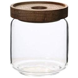 UPKOCH 500ML Portable Candy Jar Food Grain Container Glass Jar with Wooden Lid (9X10.5cm)