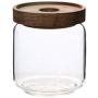 UPKOCH 500ML Portable Candy Jar Food Grain Container Glass Jar with Wooden Lid (9X10.5cm)