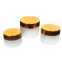 3PCS Empty Refillable White Frosted Glass Cream Jars Bottle Container Pot Storage With Golden Electrochemical Aluminum Lid For Cosmetic Cream Lip Balm Eye Cream Body Butter 20ml/0.68oz