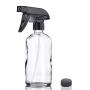 Glass Spray Bottle, Niuta 16 OZ Clearr Glass Empty Spray Bottles with Labels for Plants, Pets, Essential Oils, Cleaning Products - Black Trigger Sprayer w/Mist and Stream Settings