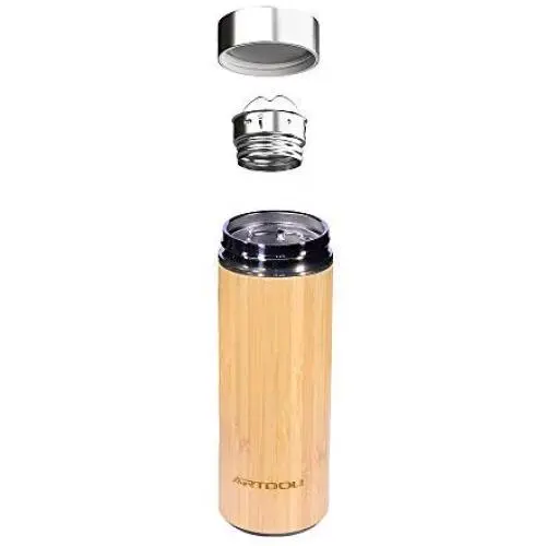 Tasse en acier inoxydable doré Artdou 16 oz, infuseur à thé à vide, tasse de voyage pour thé, café, eau froide et chaude.