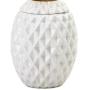 Aspen Tree Pineapple Ceramic Jar White and Gold Decorative Canister with Lid Porcelain Candy Jars, Modern Pineapples Shaped Storage Container Glossy Finish 13 Inch Tropical Island Decor 6" W x 13.5" T