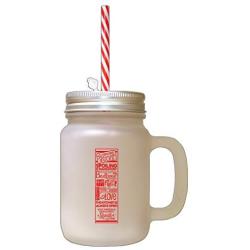 Red NanPapaS House Rules Spoiling Mandatory Frosted Glass Mason Jar With Straw