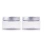 2PCS 100ml 3.4oz Empty Refillable Plastic Clear Wide Mouthed Bottle Box With Liner and Screw Aluminium Cap Cosmetic Cream Makeup Facial Jar Pot Container